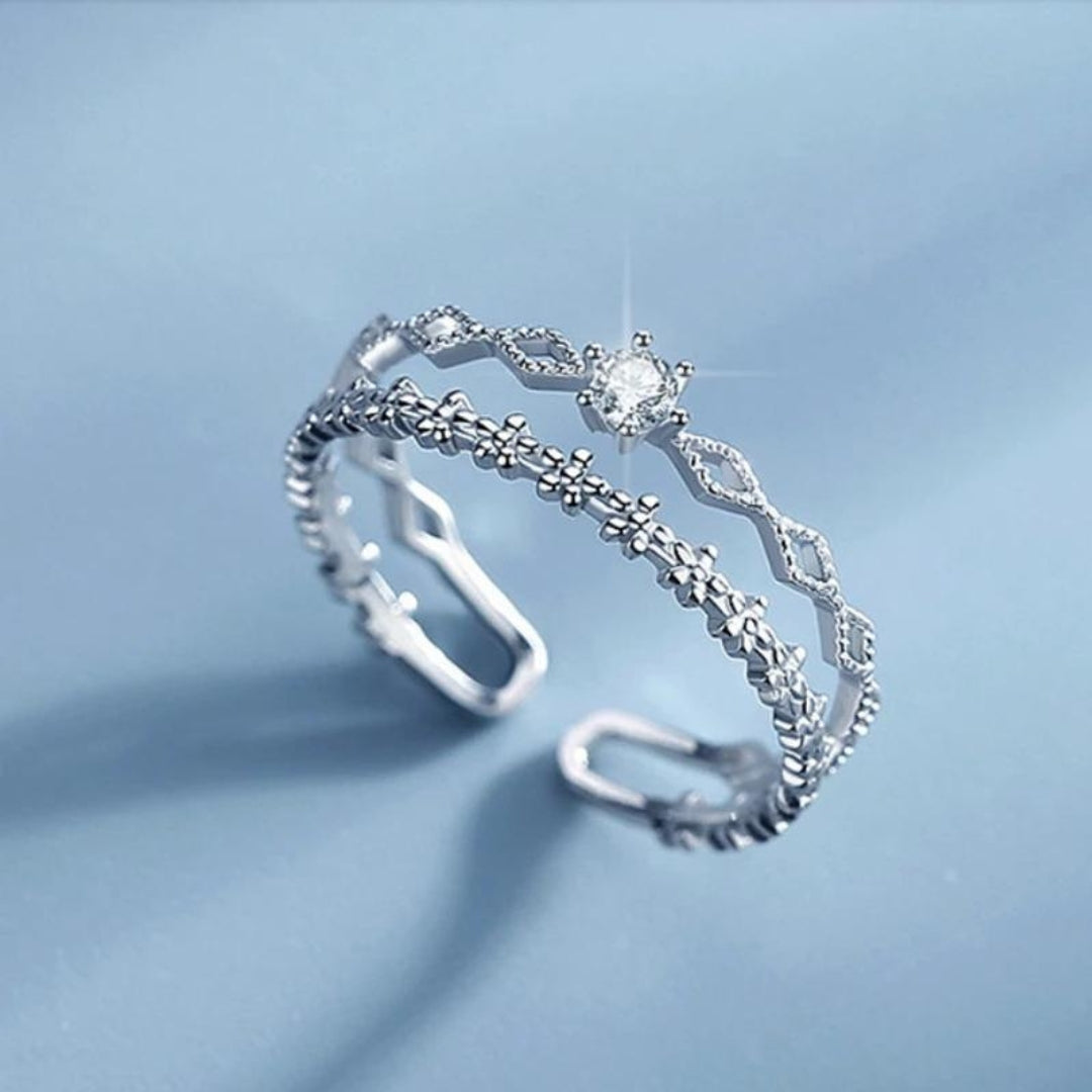 Adjustable Zirconia Ring in Silver