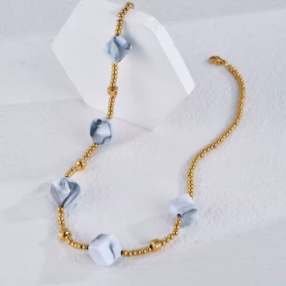 Vintage Bohemian Block Design Gold Necklace