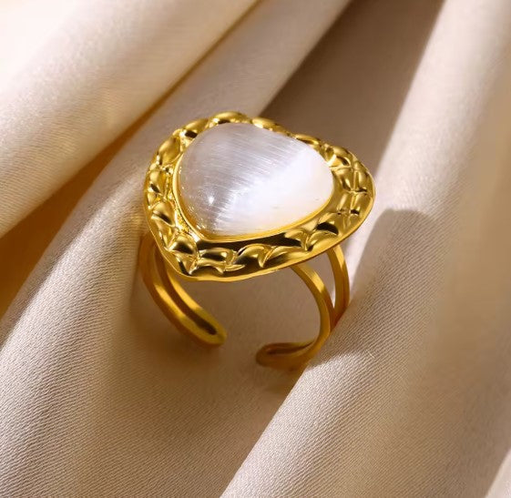 Classic Heart Opal Stone Ring