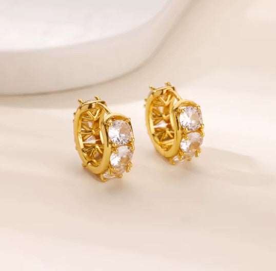 Classic Zircon Round Hoop Earrings