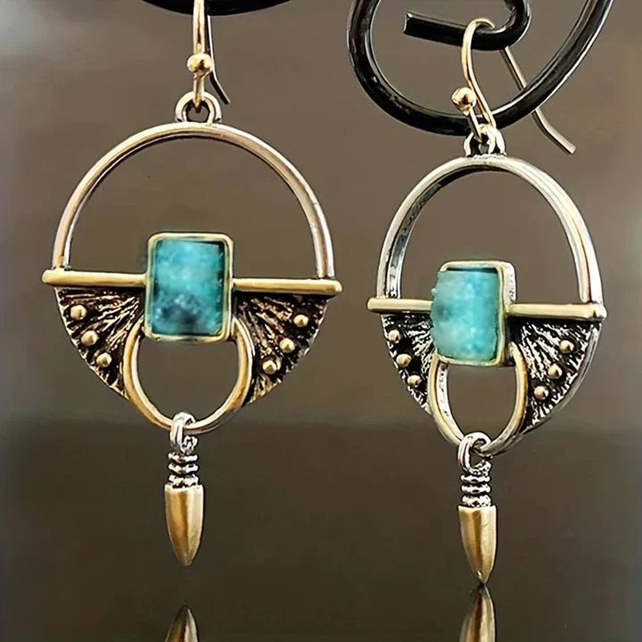 Vintage Egyptian Gold & Silver Earrings
