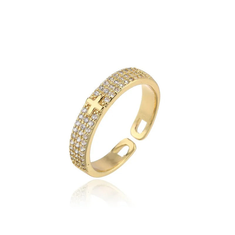 Gold Sparkling Faith Resizable Ring