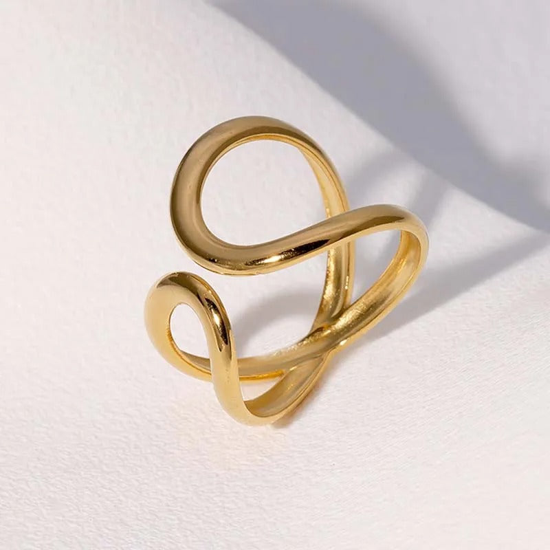 Gold Curved Loop Adjustable Ring