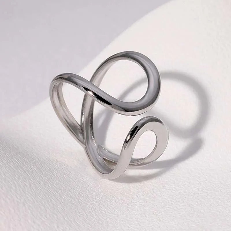 Artistic Silver Infinite Twist Adjustable Ring