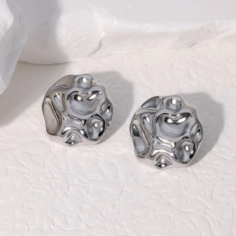 Abstract Wavy Texture Silver Earrings
