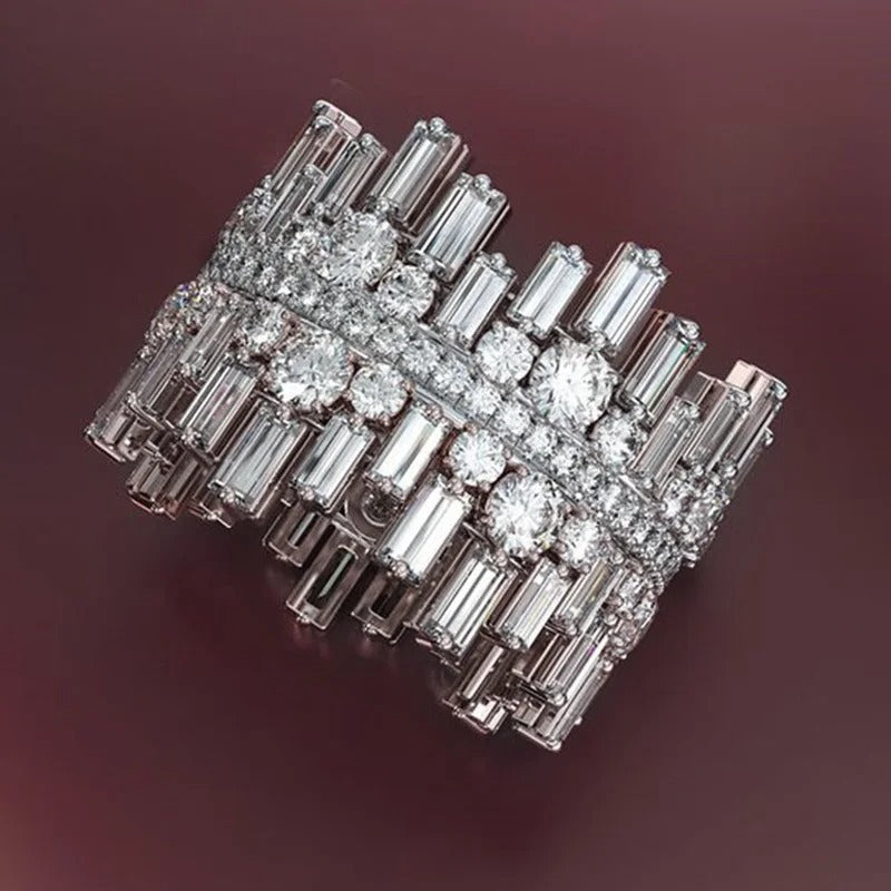 Baguette Round Diamond Statement Ring