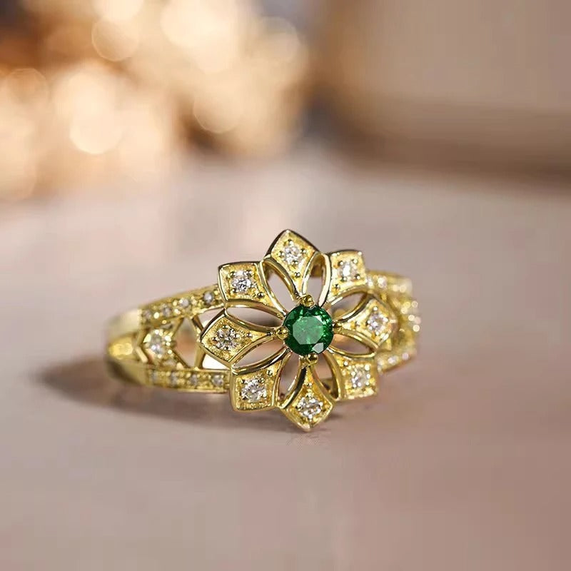 Vintage Gold Lotus Bloom Ring