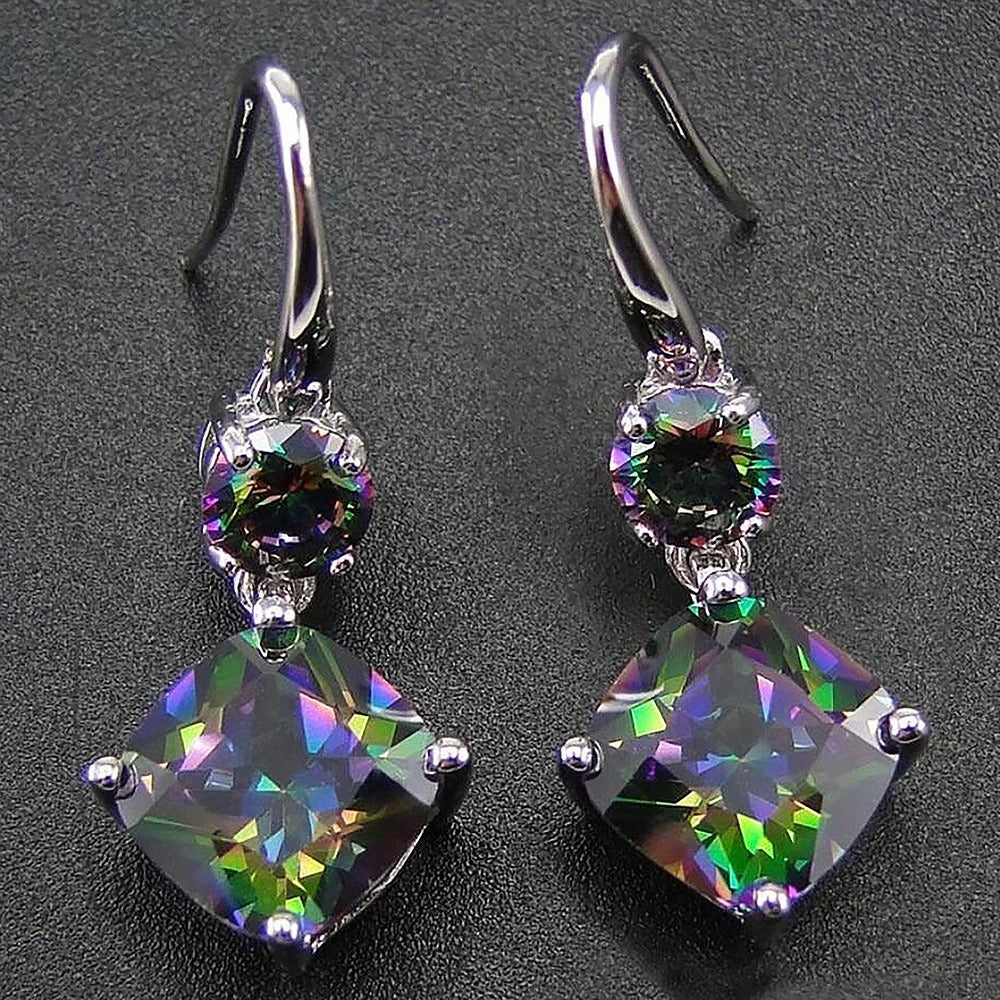 Vibrant Multi-Color Crystal Drop Earrings