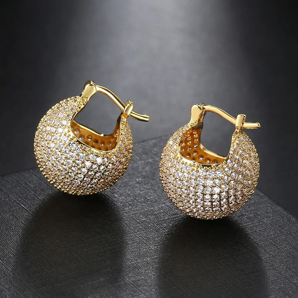 Timeless Gold Crystal-Studded Hoop Pave Earrings