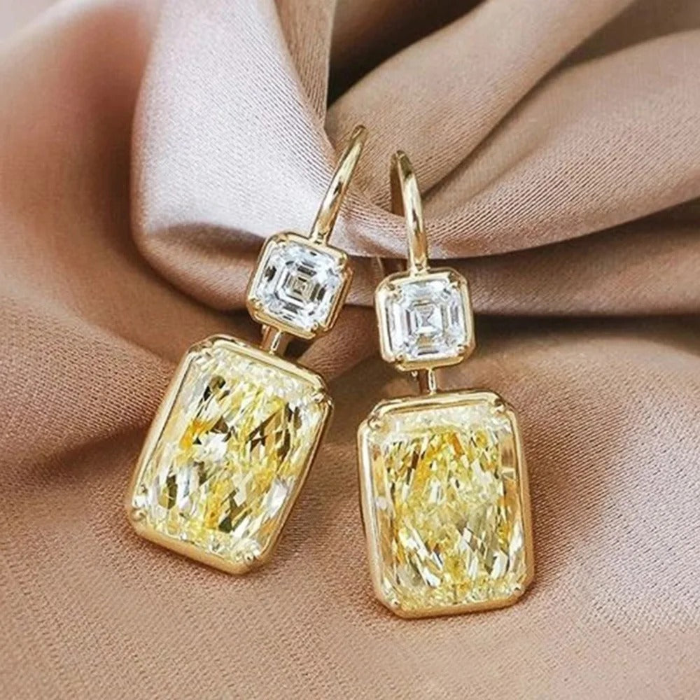 Vintage Gold Yellow Crystal Earrings
