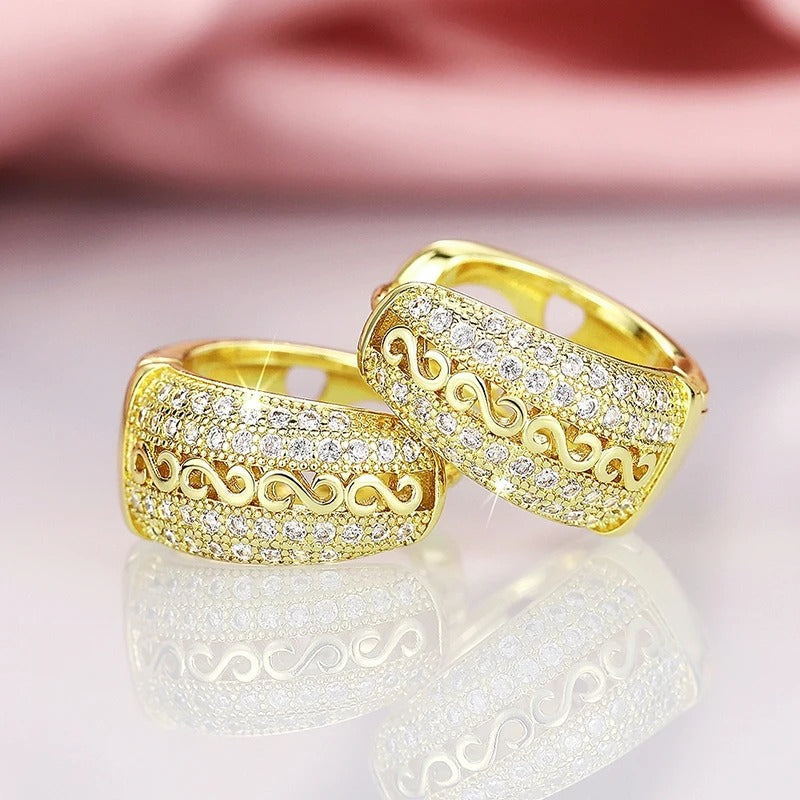 Gold Vintage Wave Pattern Earrings