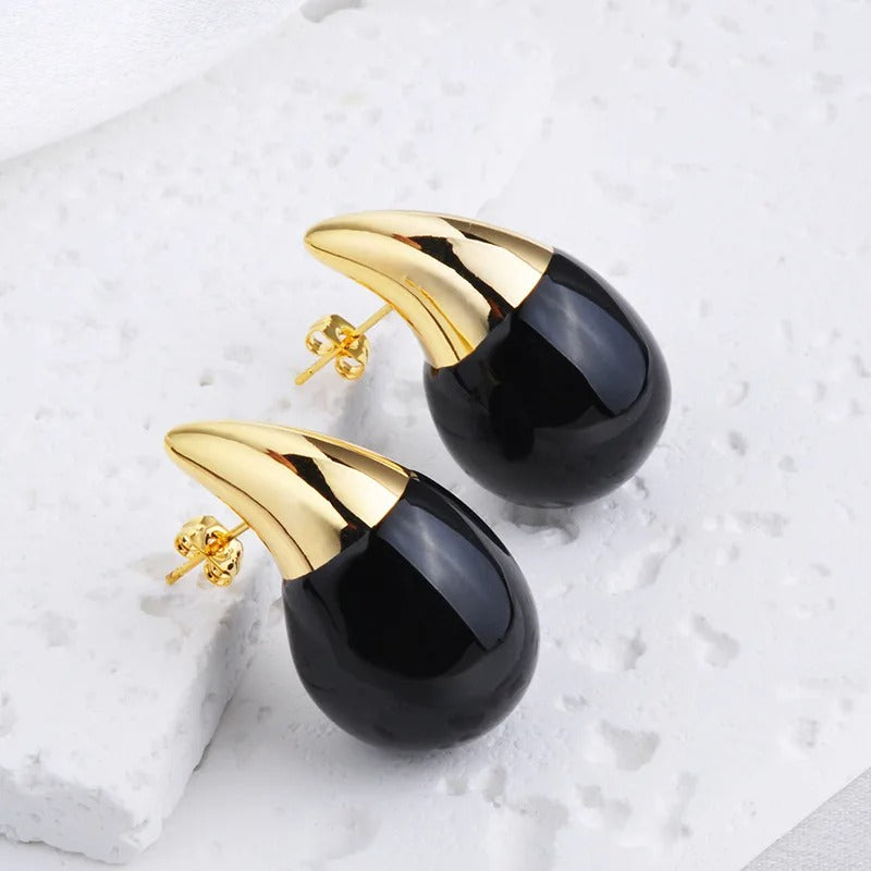 Black Gold Pointed Drop Earrings