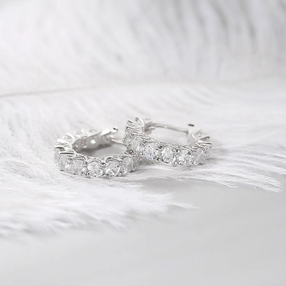 Vintage Silver Classic Round Cut Hoop Earrings