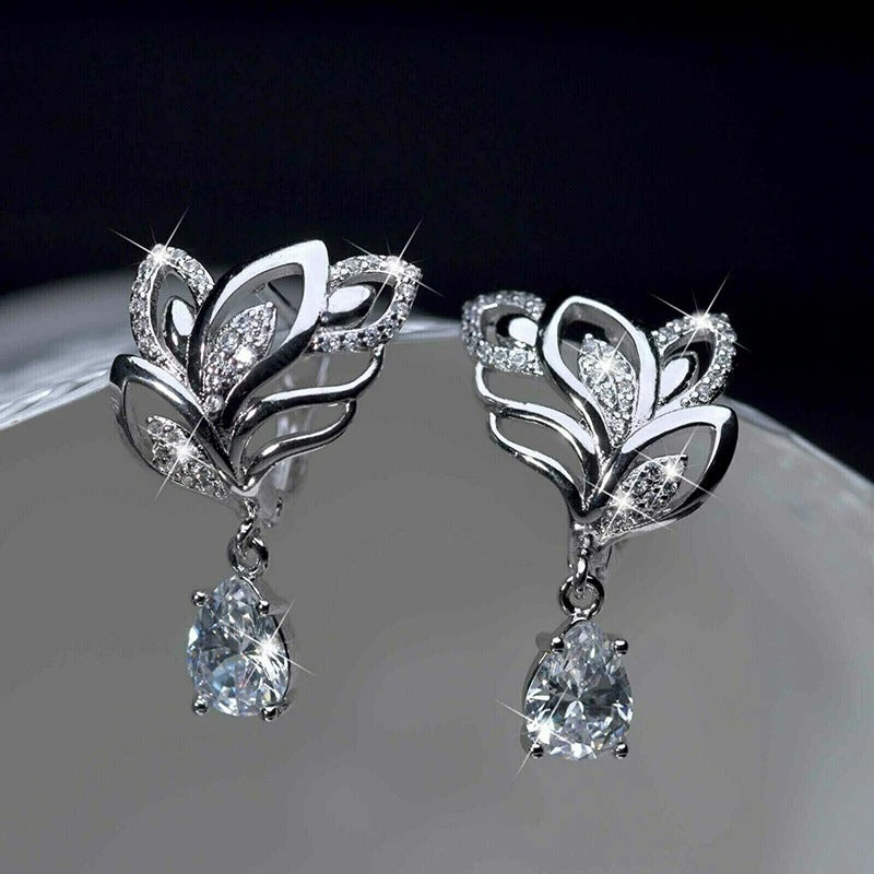 Silver Crystal Floral Sparkle Earrings