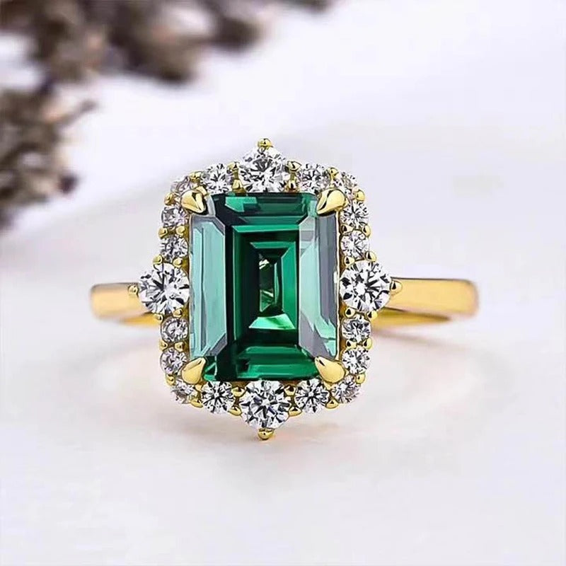Vintage Square Green Zirconia Ring