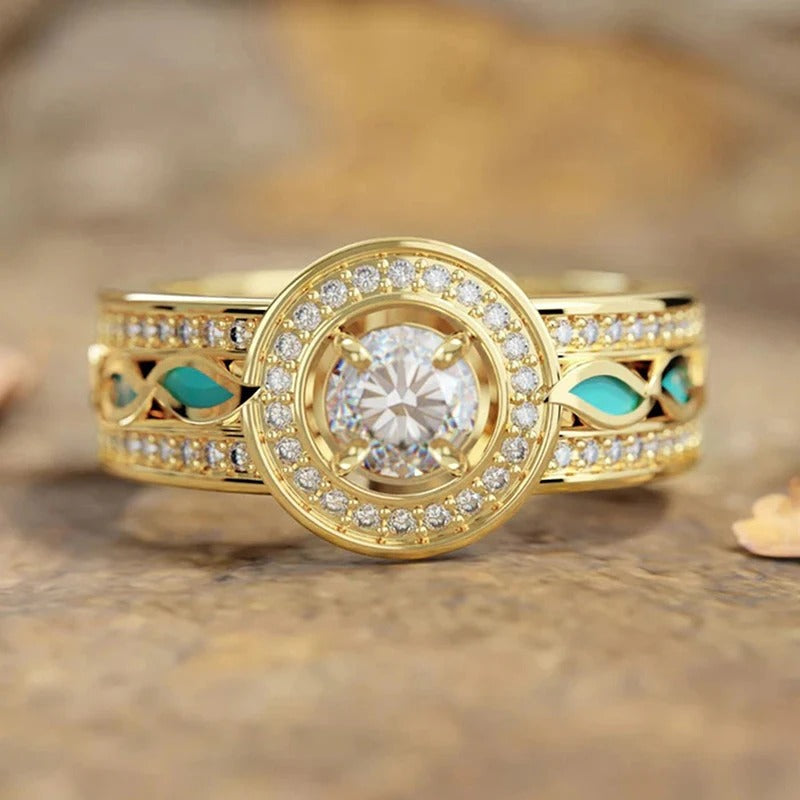 Vintage Diamond & Turquoise Gold Ring