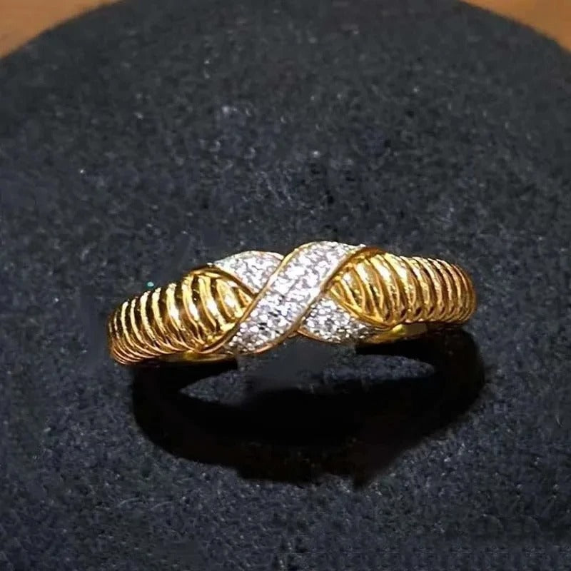 Retro Gold & Silver Infinity Twist Adjustable Ring