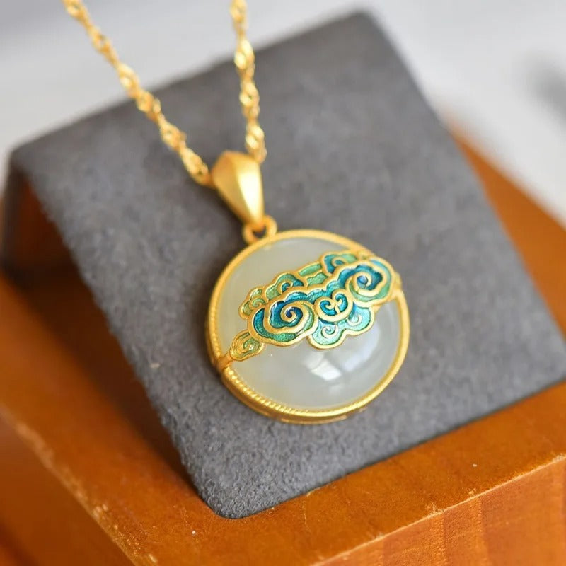 Vintage Gold & Cloud Swirl Pendant Necklace