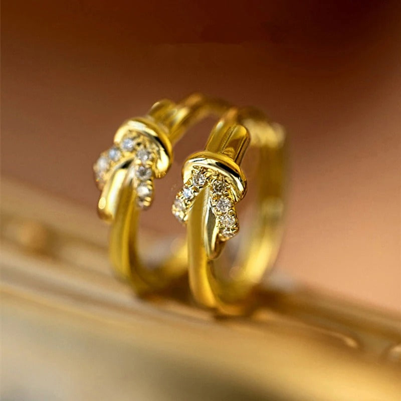 Vintage Gold Knot Crystal Earrings