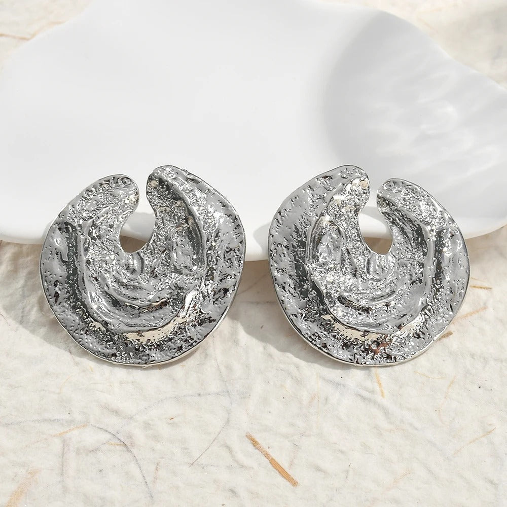 Silver Vintage Abstract Round Earrings