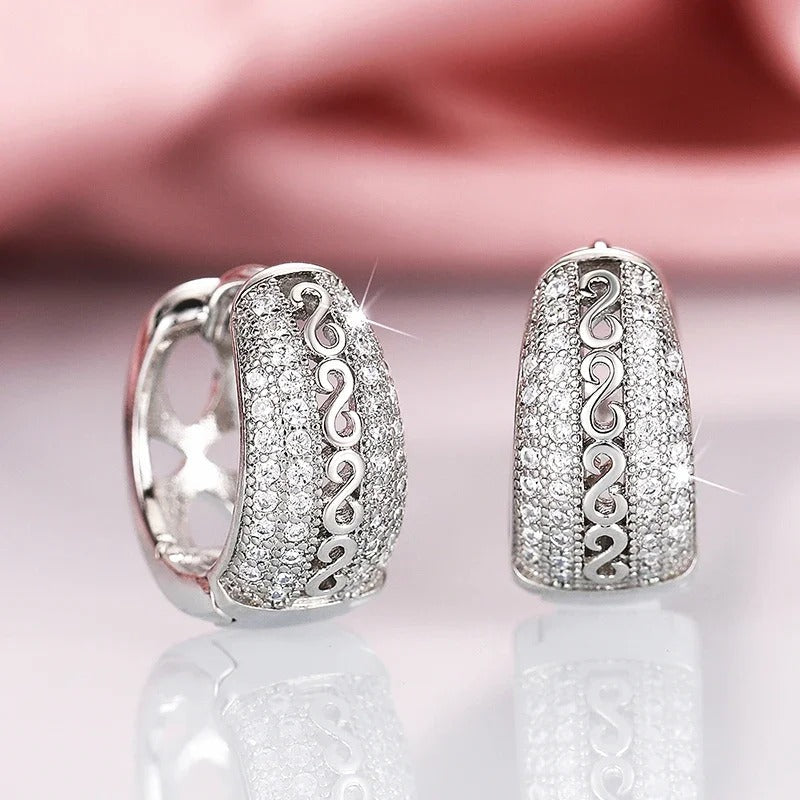 Silver Vintage Swirl Pattern Earrings