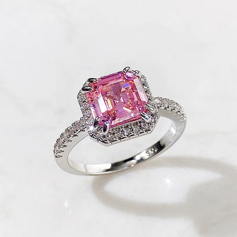 Pink Gemstone & Silver Ring