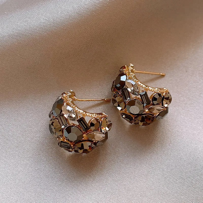 Sparkling Champagne Gold Crystal Drop Earrings