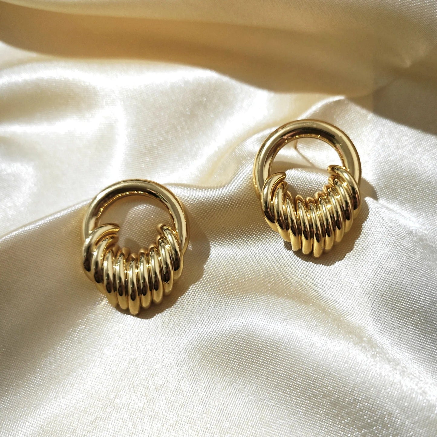 Gold Coil Hoop Spiral Earrings
