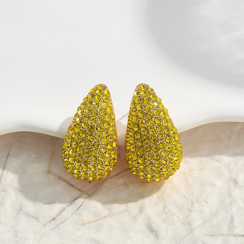 Gold Vintage Yellow Gemstone Stud Earrings