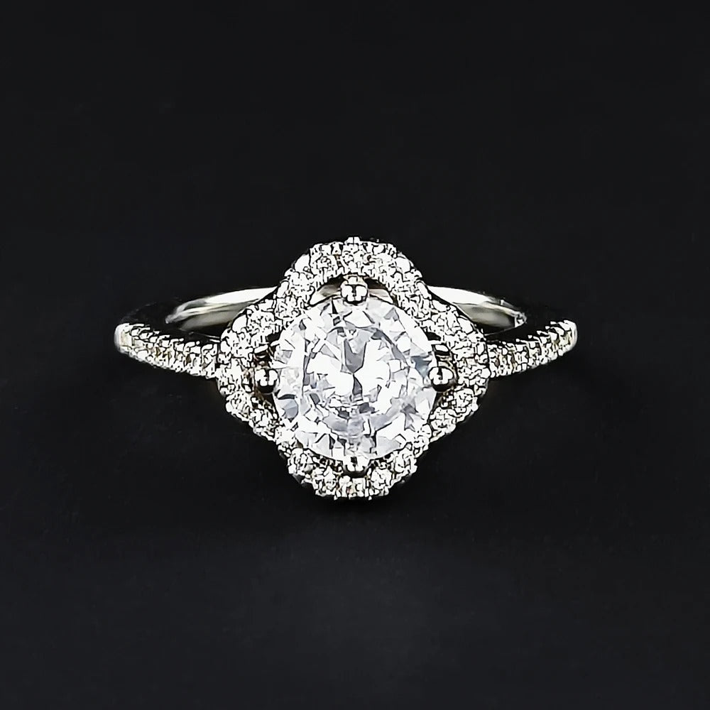 Vintage Silver & Floral Gemstone Diamond Ring