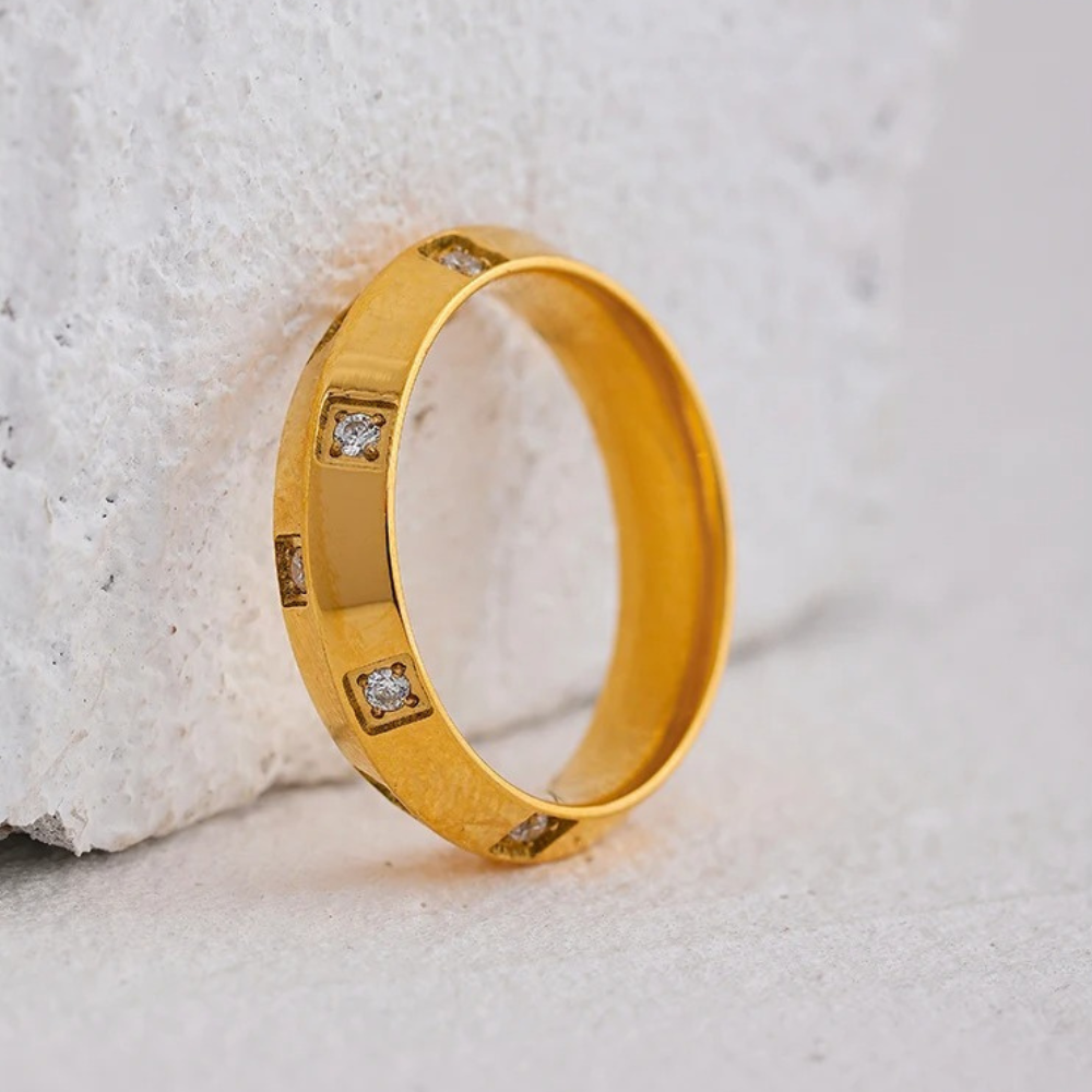Classic Gold Crystal Band Ring