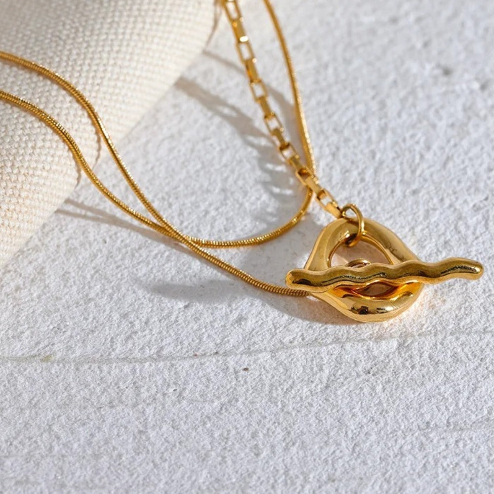 Vintage Gold Layered Pendant Necklace