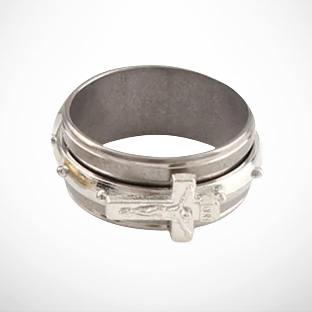 Vintage Religious Cross Silver Ring