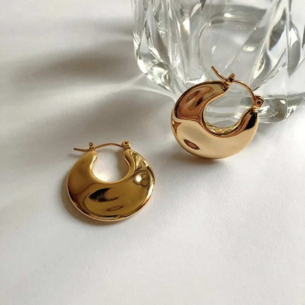 Gold Chunky Crescent Hoop Earrings