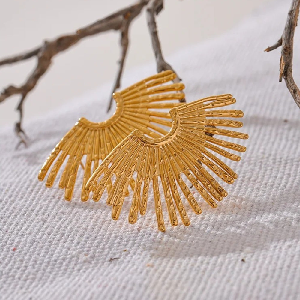 Vintage Gold Statement Sunray Earrings