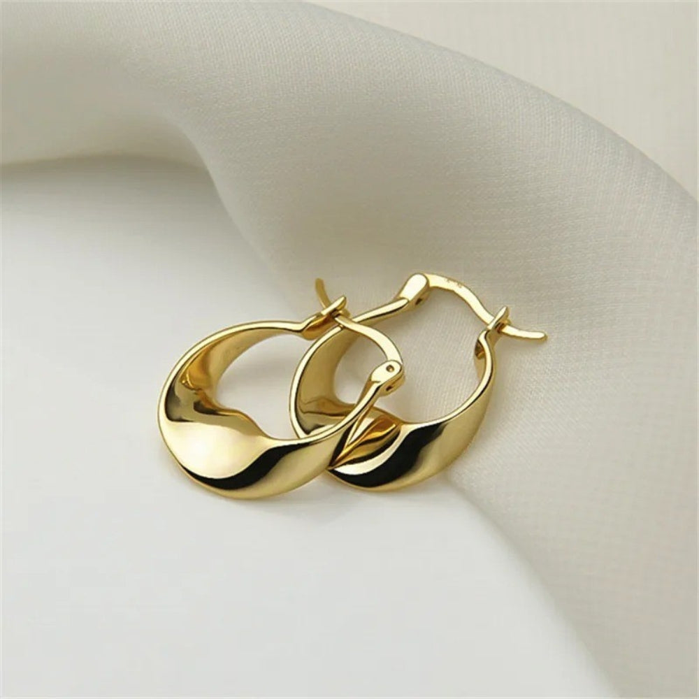 Vintage Gold Crescent Hoop Twisted Earrings
