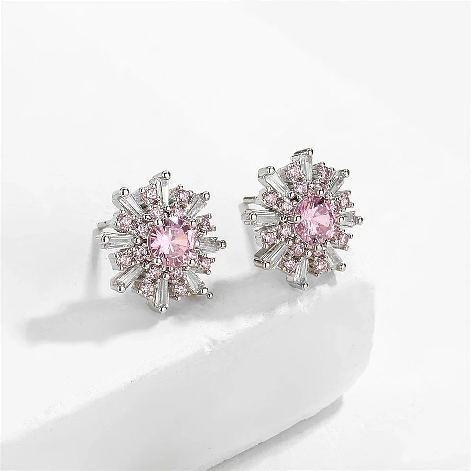 Vintage Pink Starburst Stud Earrings