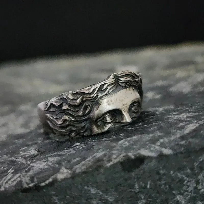 Vintage Mythical Face Silver Adjustable Ring