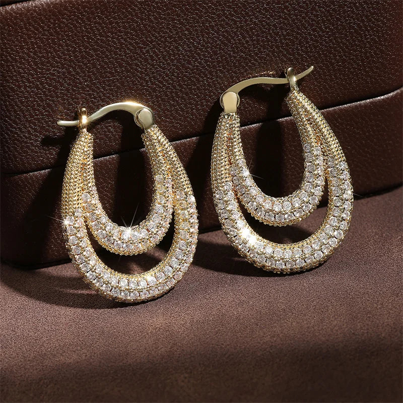 Vintage Gold Teardrop Hoop Earrings