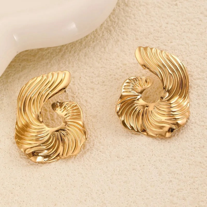Vintage Gold Irregular Stud Earrings