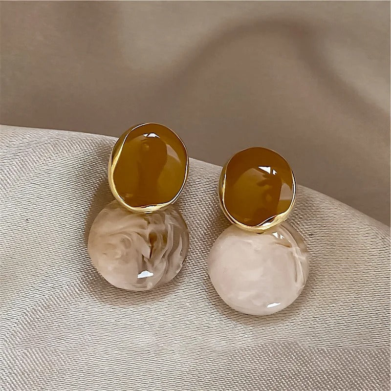 Vintage Earth Tone Gold Earrings