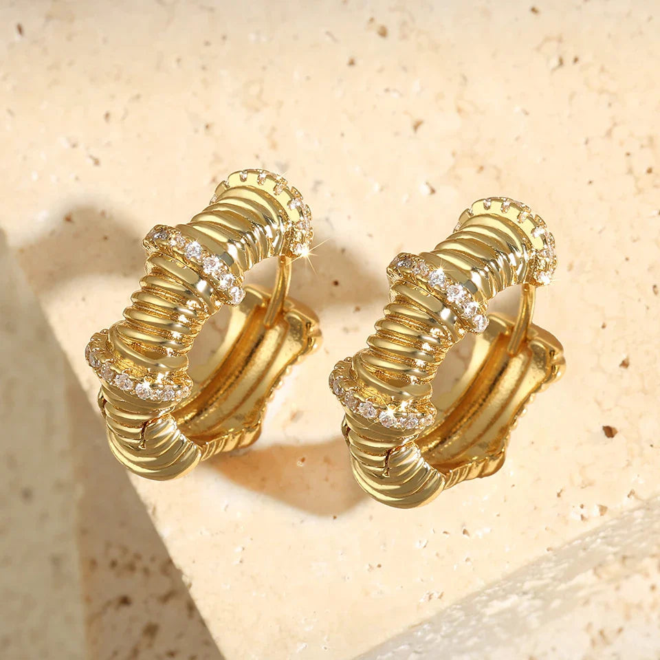 Vintage Gold Chunky Sparkle Hoops