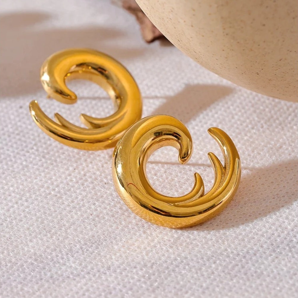 Vintage Abstract Gold Curve Earrings
