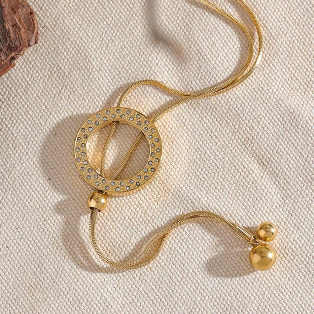 Vintage Gold Adjustable Circle Necklace