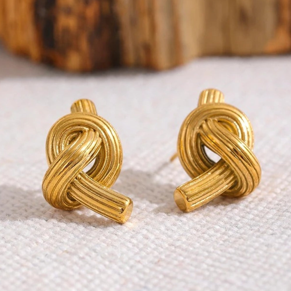 Vintage Gold Knot Stud Earrings