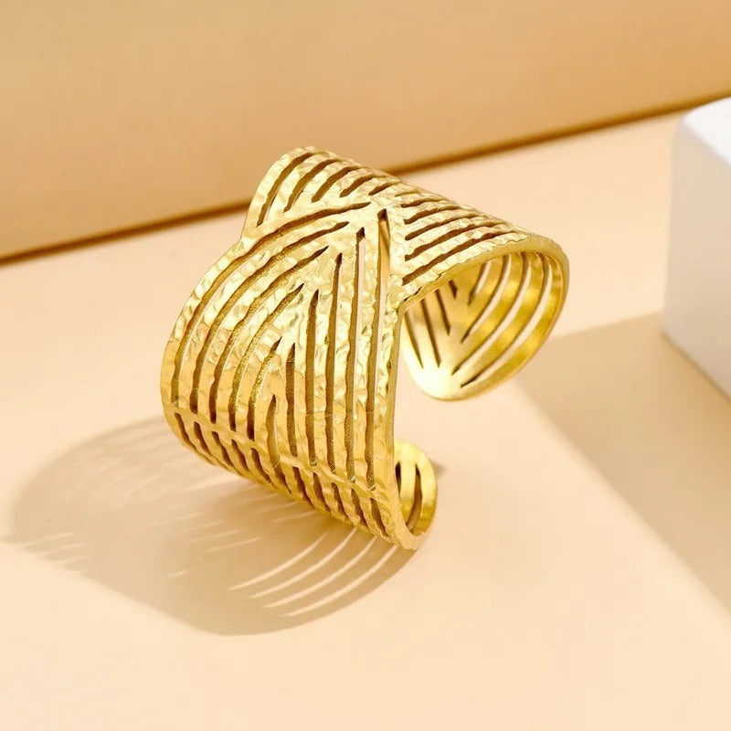 Sculpted Abstract Gold Adjustable Ring