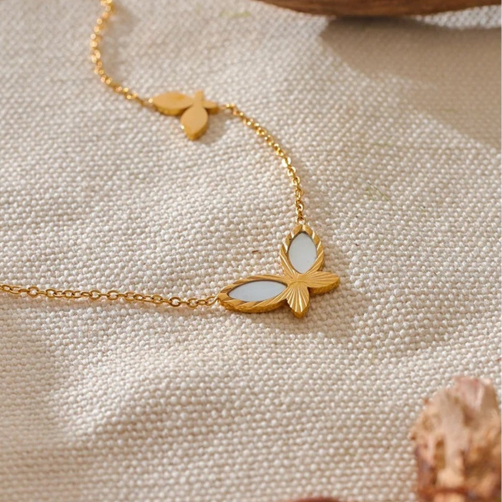 Vintage Gold Butterfly Pendant Necklace