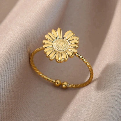Adjustable Gold Sunflower Ring