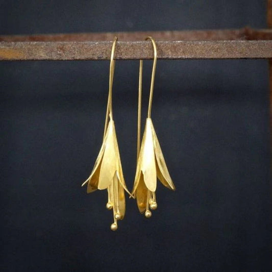 Vintage Gold & Silver Lotus Earrings