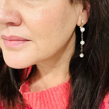 Three Wishes Pearl Dangle Earrings